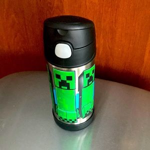 Thermos Stainless Steel Vacuum Insulated Funtainer straw bottle, Minecraft, 12oz